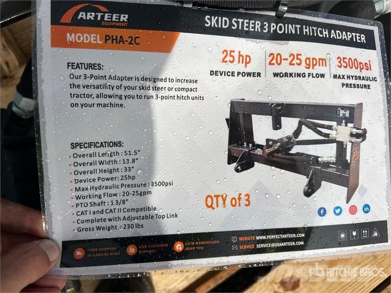  Quantity of (3)  ARTEER PHA-2C-3 Skid Steer 3-Poin その他部品