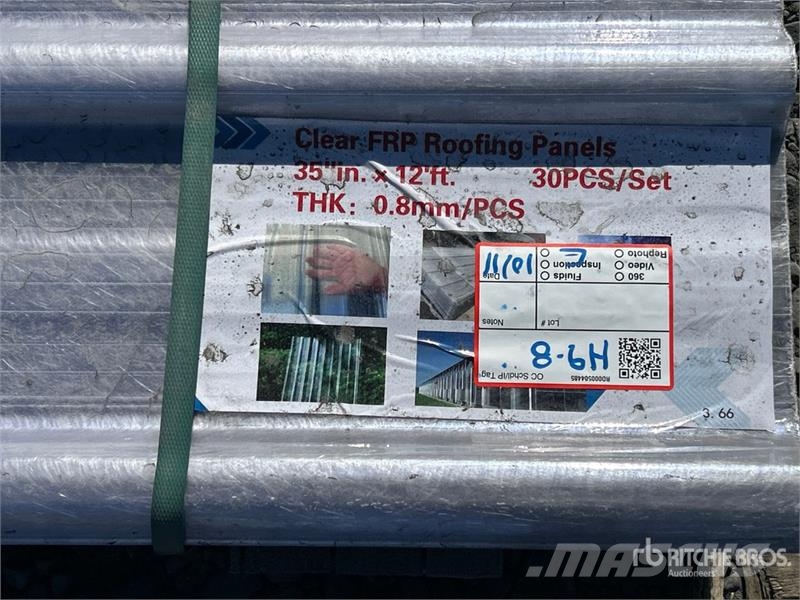  Quantity of (30) 12 ft x 3 ft Corrugated Polycarbo المصاعد والرافعات المادية