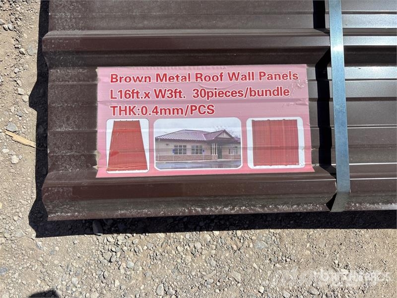 Quantity of (30) 16 ft x 3 ft Brown Metal Roof Pan Seilwinden, Bauaufzüge und Lastenaufzüge