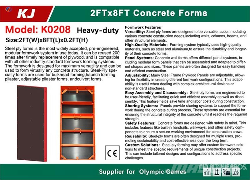 Quantity of (30) KJ K0208 Steel Frame Formwork Co Betoonivalmistamistarvikud