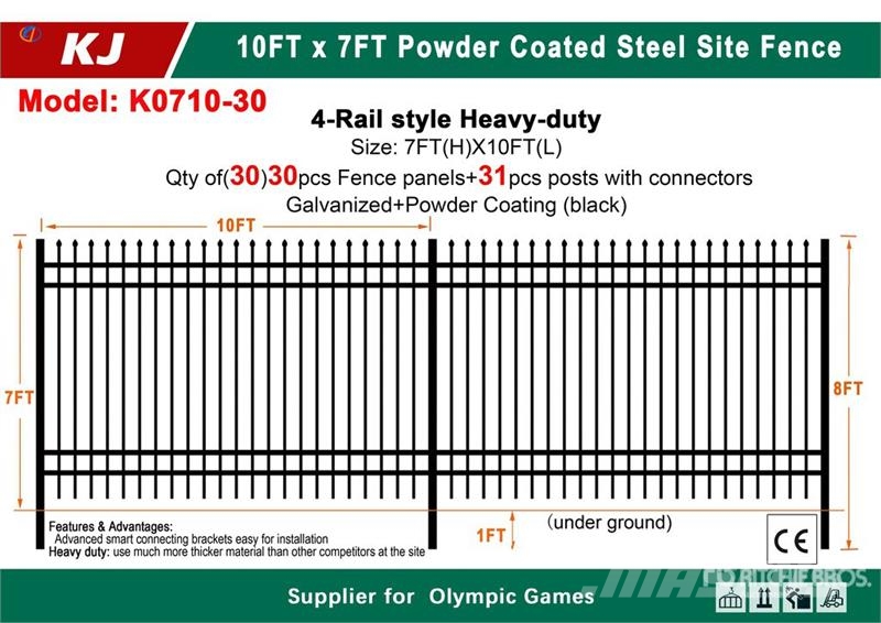 Quantity of (30) KJ K0710-30 10 ft x 7 ft Powder Equipos de vallado