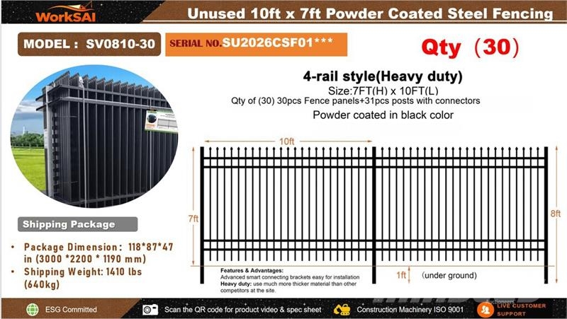  Quantity of (30)  WorkSai SV0810-30 10 ft x 7 ft P 울타리(펜싱) 장비