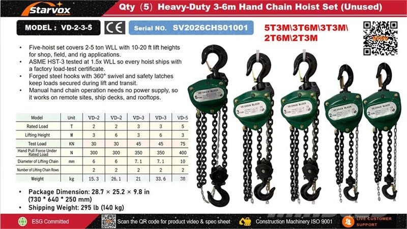 Quantity of (5) STARVOX VD-2-3-5 Heavy-Duty 3-6m Other components