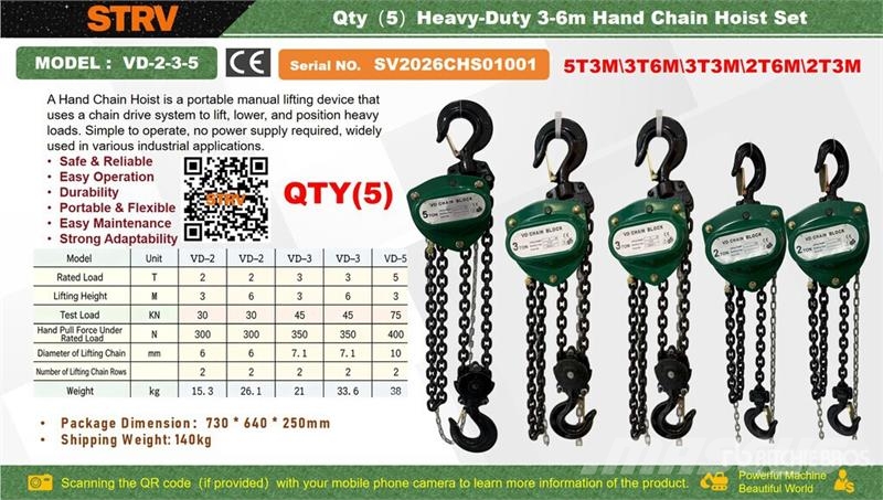 Quantity of (5) STARVOX VD-2-3-5 Heavy-Duty 3-6m Other components