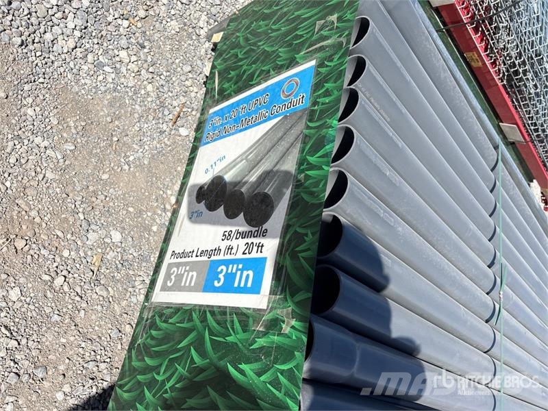 Quantity of (58) 3 in x 20 ft Grey UPVC Rigid Non- Talhas, guinchos e elevadores de materiais