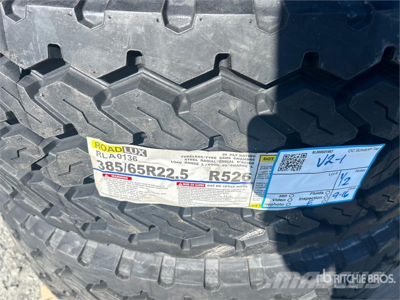 Quantity of (6) Roadlux 385/65R22.5 Tires (Unused) Tyres, wheels and rims