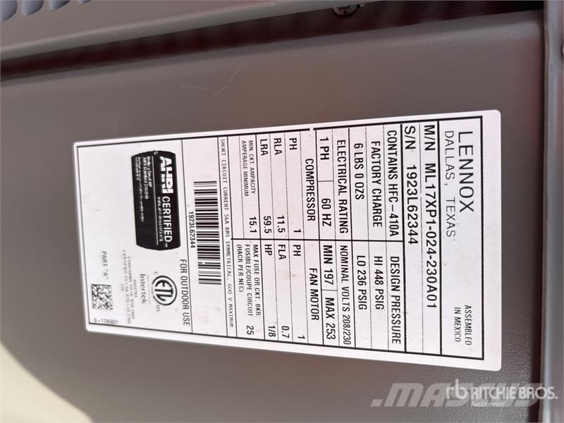 Quantity of (7) Air Conditioner (Unused) Equipamento de aquecimento e descongelamento