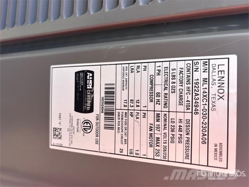 Quantity of (7) Air Conditioner (Unused) Equipamento de aquecimento e descongelamento