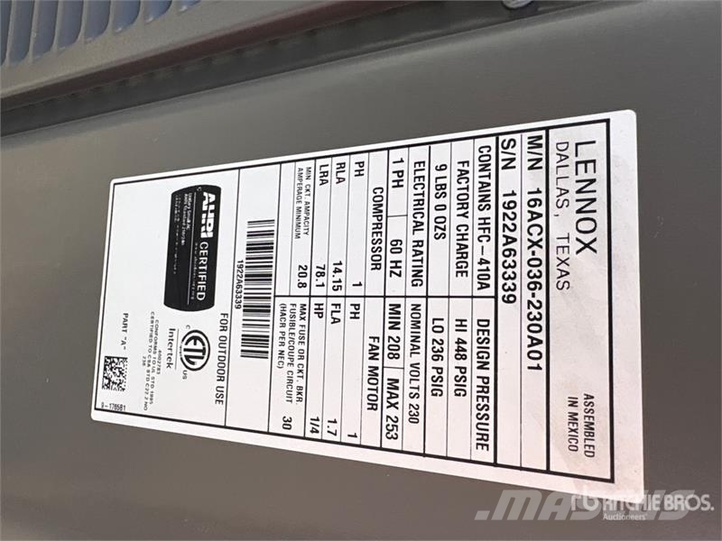 Quantity of (7) Air Conditioner (Unused) Equipamento de aquecimento e descongelamento