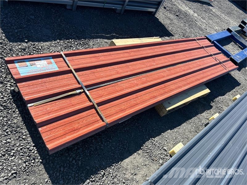  Quantity of (70) 12 ft x 3 ft Wood Grain Metal Roo المصاعد والرافعات المادية