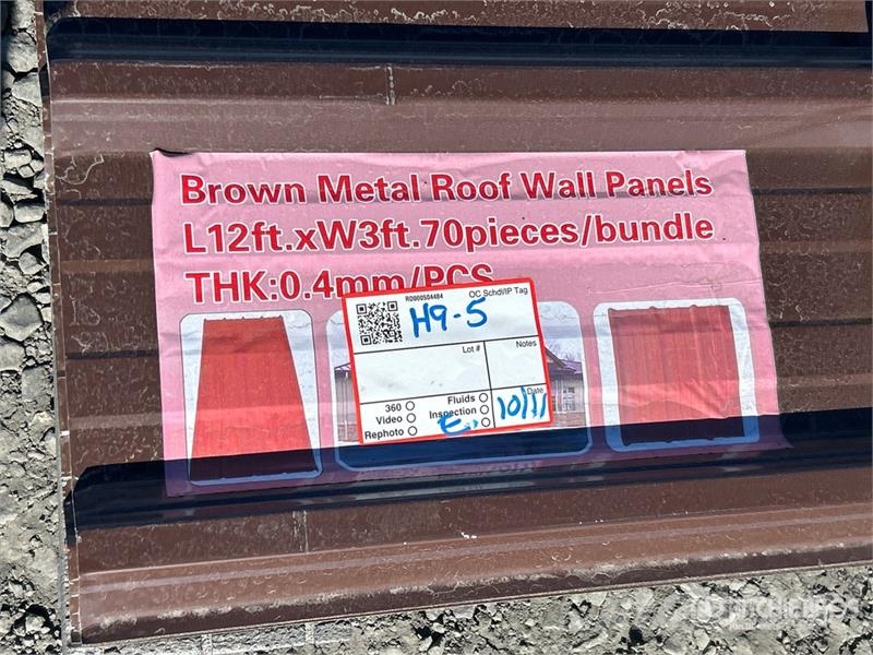  Quantity of (70) 12 ft x 3 ft Brown Metal Roof Pan Talhas, guinchos e elevadores de materiais