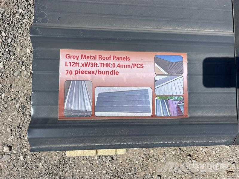 Quantity of (70) 12 ft x 3 ft Grey Metal Roof Pane Seilwinden, Bauaufzüge und Lastenaufzüge