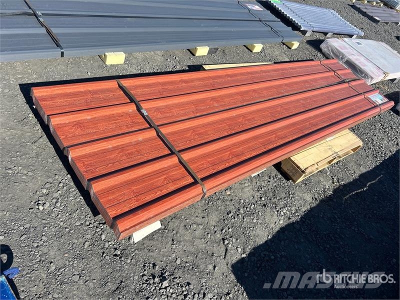  Quantity of (70) 12 ft x 3 ft Wood Grain Metal Roo المصاعد والرافعات المادية
