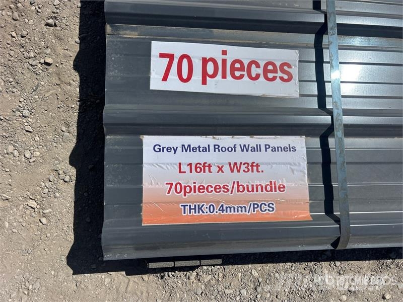 Quantity of (70) 16 Ft x 3 Ft Grey Metal Roof Wall Seilwinden, Bauaufzüge und Lastenaufzüge