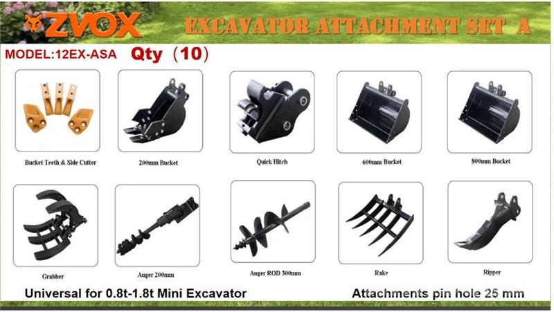 Quantity of (9) ZVOX 12EX-ASA Mini Excavator Atta Otros componentes