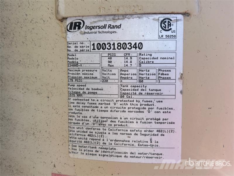 Quantity of Ingersoll Rand 2340N5-V Air Compresso Kompresori