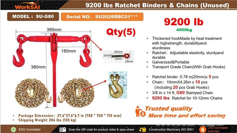  Quantity of  WorkSai SU-G80 Ratchet Binders & Chai Drugi deli