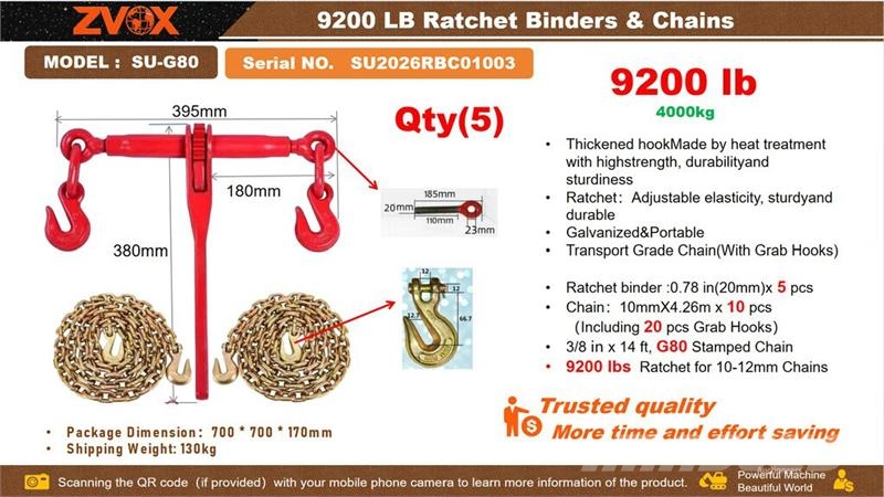  Quantity of  ZVOX SU-G80 Ratchet Binders & Chains  مكونات أخرى