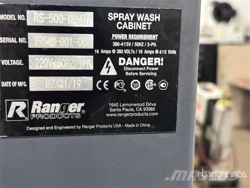 Ranger RS-500-D-601 Electric Spray Wash Cabinet مكونات أخرى