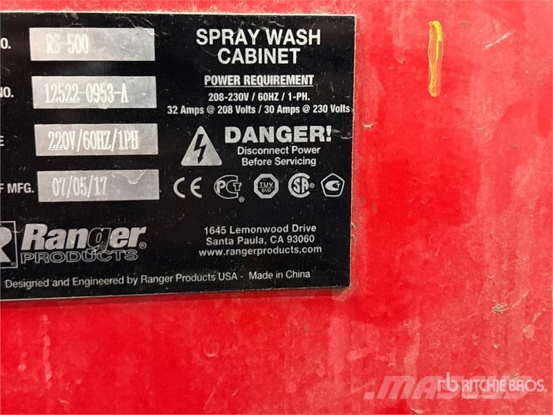 Ranger RS-500 Red Spray Wash Cabinet مكونات أخرى