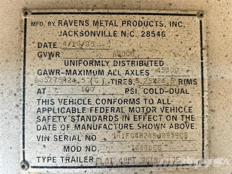 Ravens 1448A66 48 ft T/A Spread Axle Flatbed Trailer Plato/keson prikolice