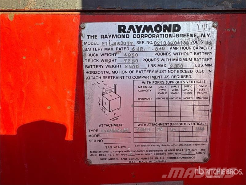 Raymond RA30TT 3000 lb Electric Forklift (Inoperable) Elektriniai šakiniai krautuvai