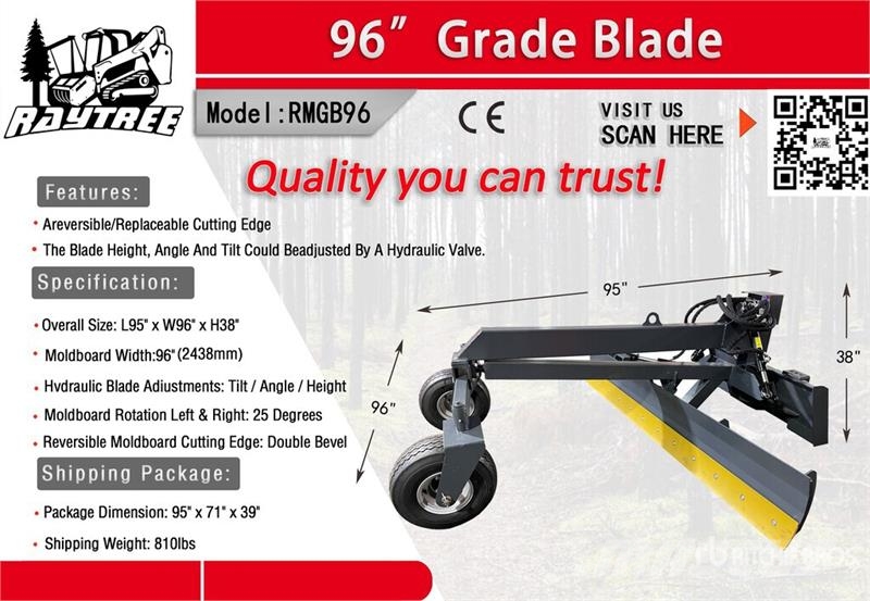  Raytree RMGB96 96 in Skid Steer Grader (Unused) Other components