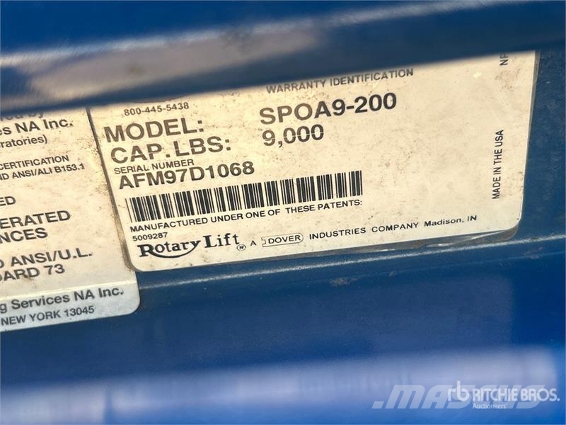 Rotary SP0A9200 2 Post 9000 lb Vehicle Lift Construction - Others