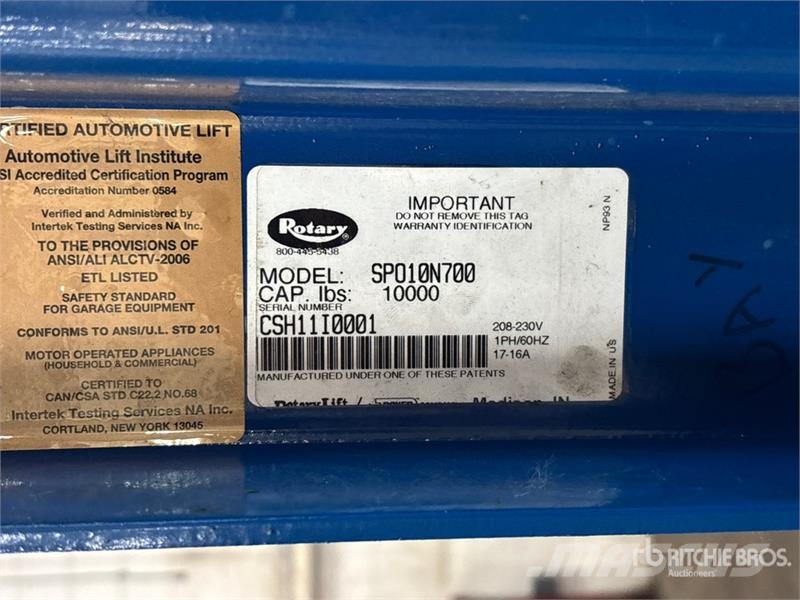 Rotary SPO10N700 2 Post 10000 lb Vehicle Lift Építőipar - Egyebek