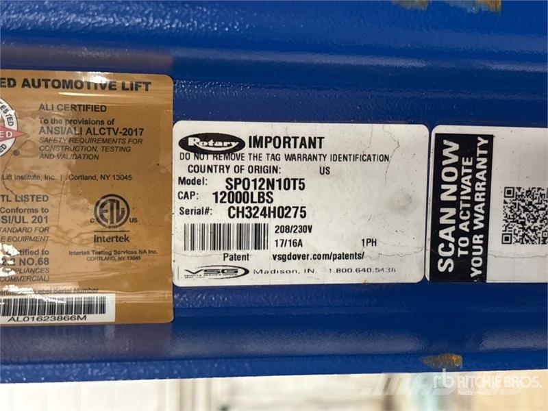 Rotary SPO12N10T5 2 Post 12000 lb Vehicle Lift Gradbeništvo - drugo