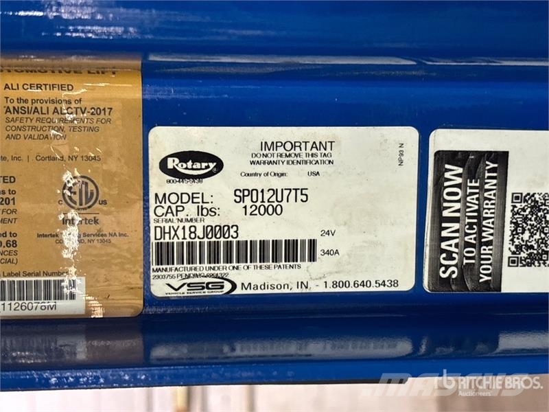  Rotary SPO12U7T5 2 Post 12000 lb Vehicle Lift معدات البناء - غير ذلك