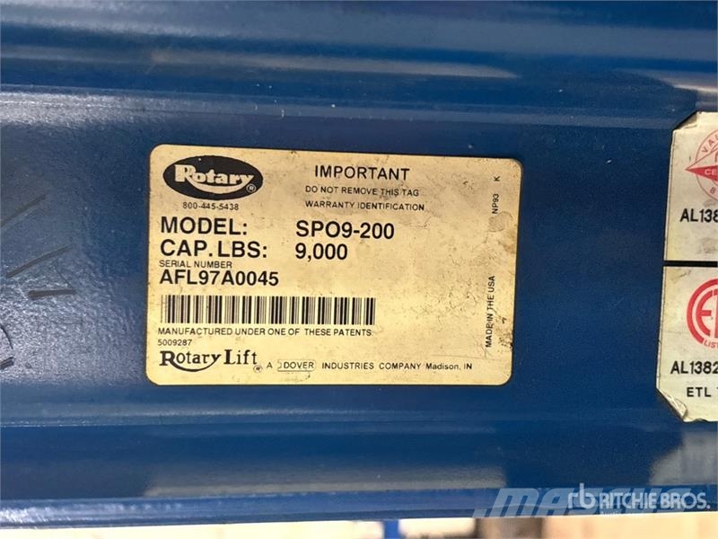  Rotary SPO9-200 2 Post 9000 lb Vehicle Lift معدات البناء - غير ذلك