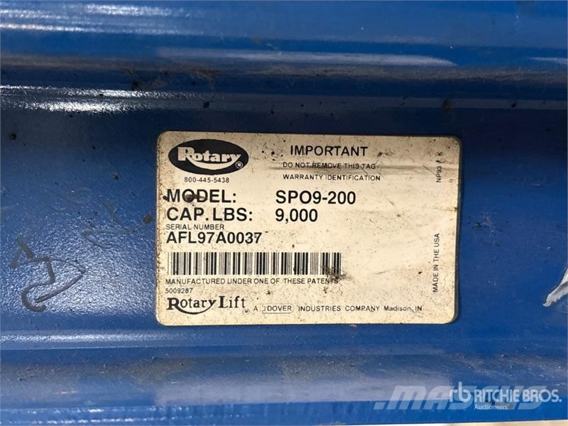  Rotary SPO9-200 2 Post 9000 lb Vehicle Lift Construcción - Otros