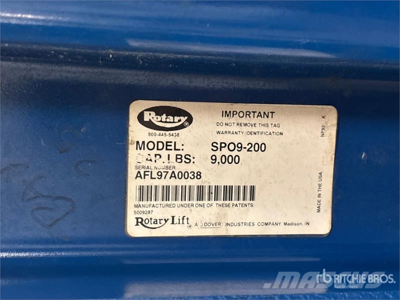  Rotary SPO9-200 2 Post 9000 lb Vehicle Lift Construcción - Otros