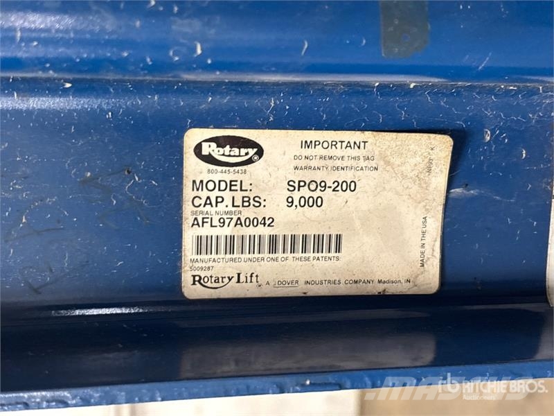  Rotary SPO9-200 2 Post 9000 lb Vehicle Lift Construcción - Otros