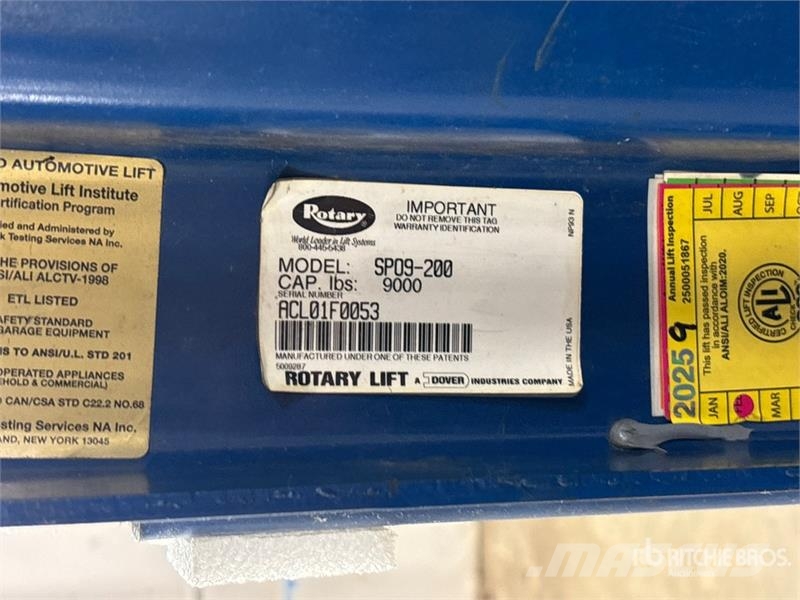  Rotary SPO9-200 2 Post 9000 lb Vehicle Lift معدات البناء - غير ذلك