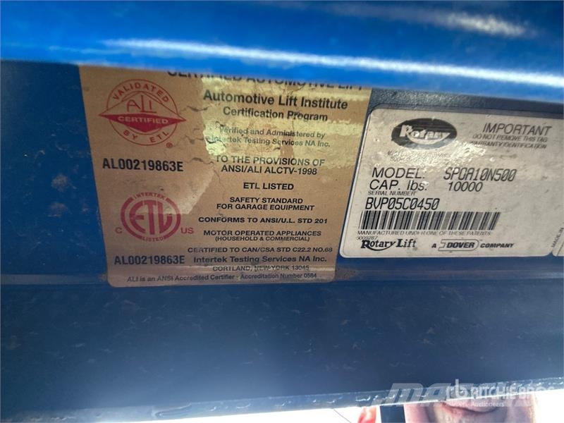  Rotary SPOA10N500 10000 lb Vehicle Lift Construction - Others