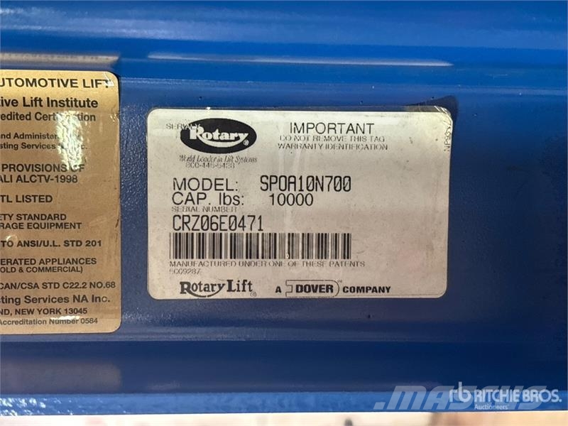  Rotary SPOA10N700 2 Post 10000 lb Vehicle Lift معدات البناء - غير ذلك