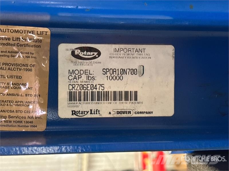 Rotary SPOA10N700 2 Post 10000 lb Vehicle Lift معدات البناء - غير ذلك