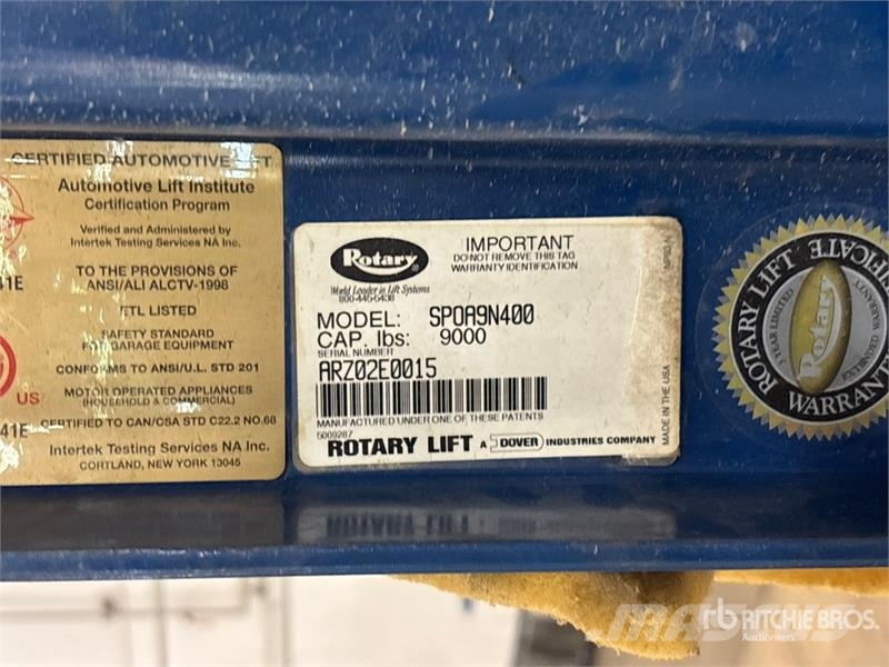  Rotary SPOA9N400 2 Post 9000 lb Vehicle Lift Construcción - Otros