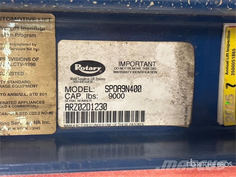  Rotary SPOA9N400 2 Post 9000 lb Vehicle Lift معدات البناء - غير ذلك