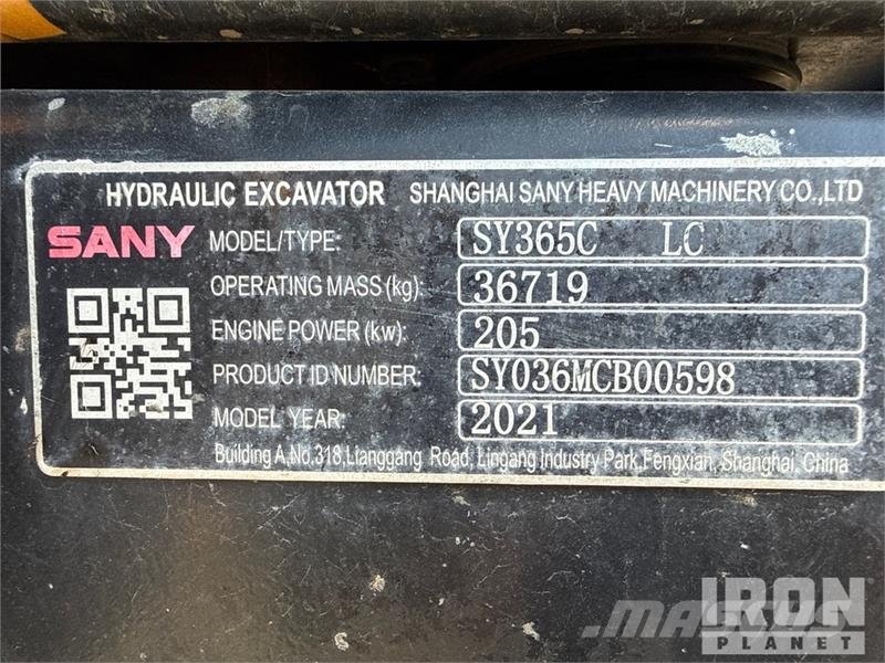 Sany SY365C LC Tracked Excavator Telakaivukoneet