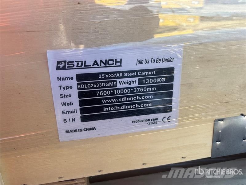  SDL2533DGMS 25 ft x 33 ft Double Garage Metal Shed المباني الإطار الصلب