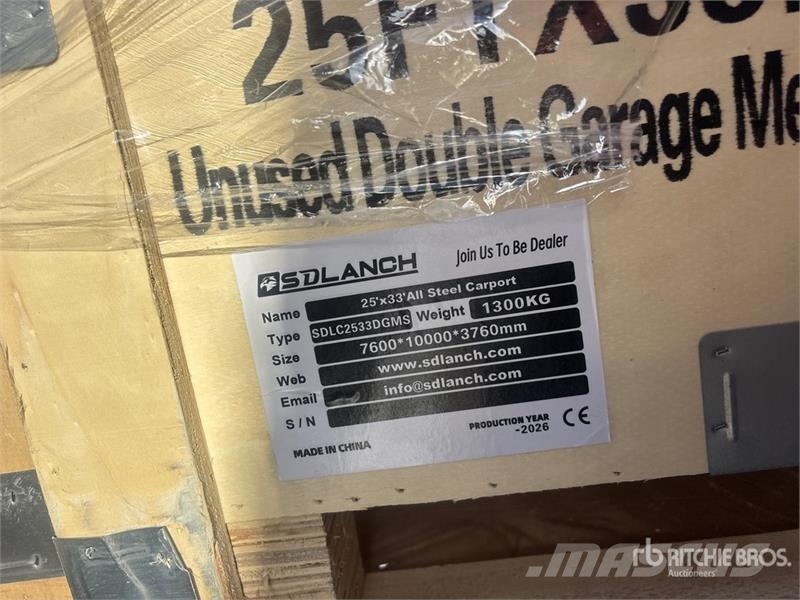  SDL2533DGMS 25 ft x 33 ft Double Garage Metal Shed المباني الإطار الصلب