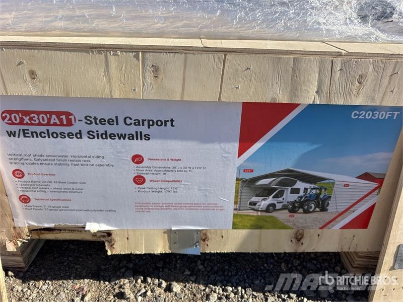 SDLC2030FT 20 ft x 30 ft Carport (Unused) Steel frame buildings