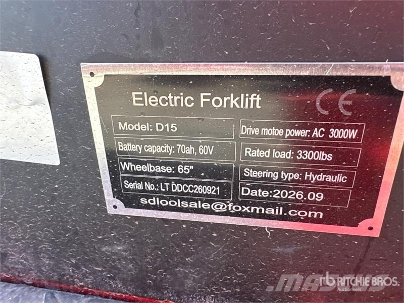  SDLOOL SL-E15 3300 lb Electric Forklift (Unused) 電動堆高機