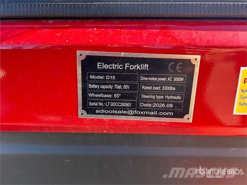 SDLOOL SL-E15 3300 lb Electric Forklift (Unused) Wózki elektryczne