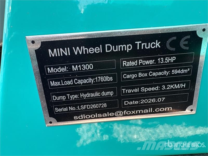 SDLOOL SL-M1300 Mini Wheeled Dumper (Unused) Dumpers εργοταξίου