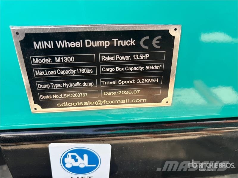 SDLOOL SL-M1300 Walk-Behind Mini Wheeled Dumper (U Dumpers εργοταξίου