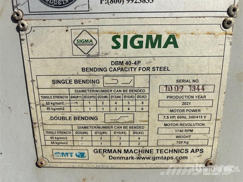 Sigma DBP40-4P Rebar Bender Pripomočki za betonska dela